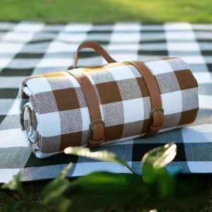 Plaid Pique-nique Carreaux Marrons Et Blancs