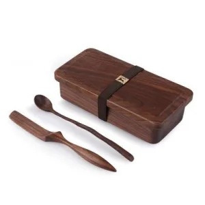 Lunch Box En Bois Avec Couverts